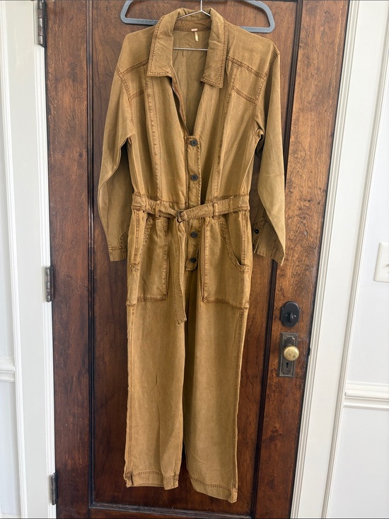Free People Pants - Free People Mustard Brown Utility Jumpsuit
